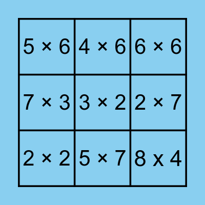 Irick Galan Multiplication Bingo Card Bingo Card