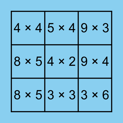 Altheo Villamena Multiplication Bingo Card Bingo Card