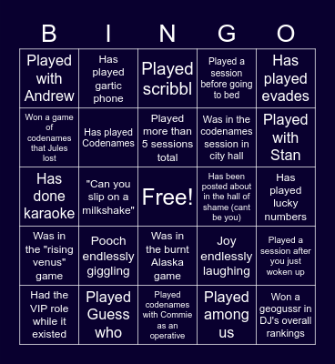 Gamenights bingo Card