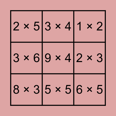 Bea Bonifacio Multiplication Bingo Card Bingo Card