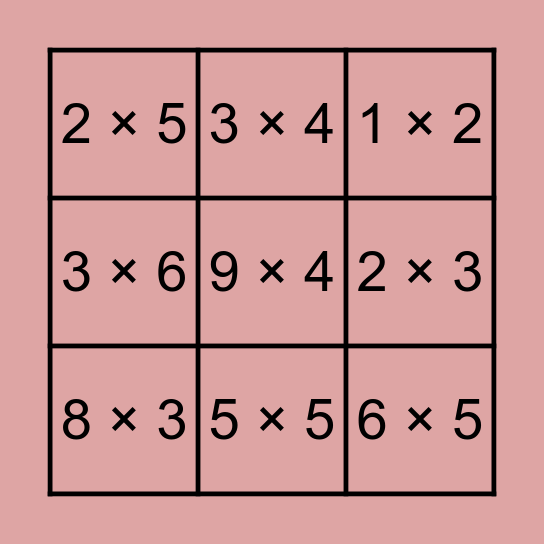 Bea Bonifacio Multiplication Bingo Card Bingo Card