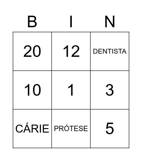 BINGO DA SAÚDE BUCAL Bingo Card