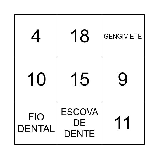 BINGO DA SAÚDE BUCAL Bingo Card