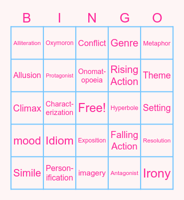 Fiction Bingo Card