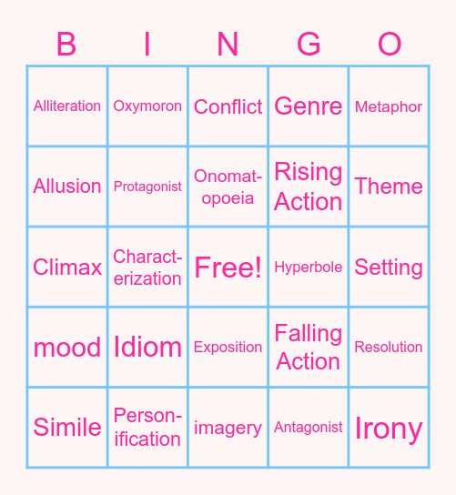 Fiction Bingo Card