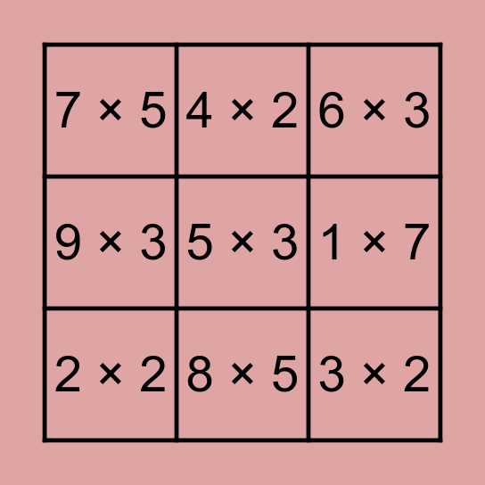 Cristel Isla Multiplication Bingo Card Bingo Card
