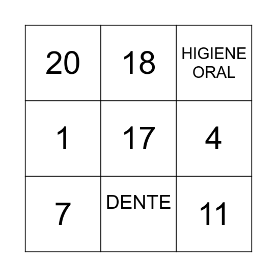 BINGO DA SAÚDE BUCAL Bingo Card
