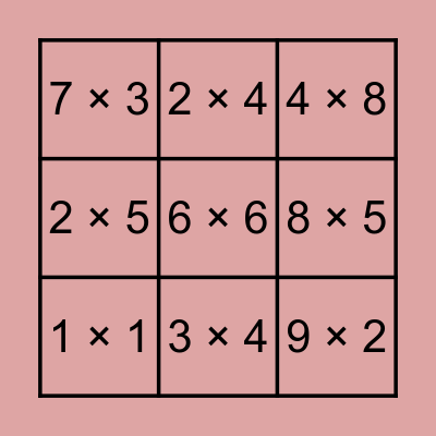 Franchesca Mayo Multiplication Bingo Card Bingo Card