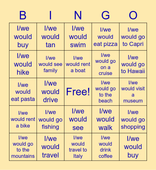 DOVE VIAGGERESTI Bingo Card