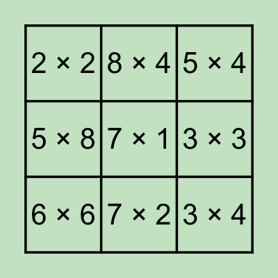 Ms. Jade Multiplication Bingo Card Bingo Card