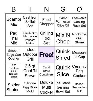 Summer Grilling Bingo Card