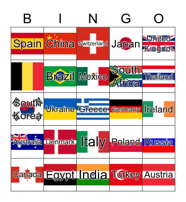 World Flag Bingo Card