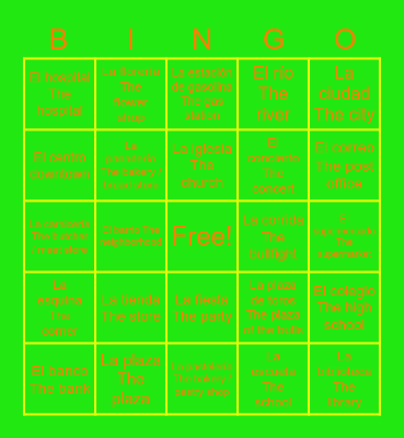En mi barrio Bingo Card