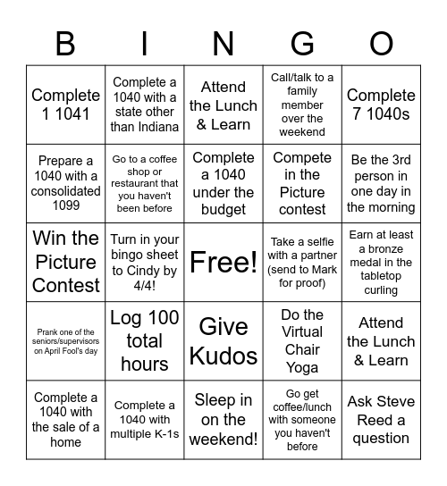 BGBC Bingo - Week 11 & 12 Bingo Card