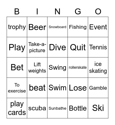 Lesson 8: Hobbies Bingo Card
