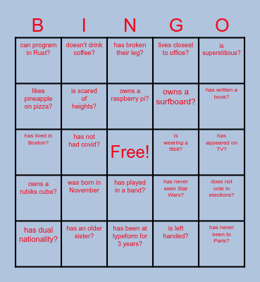 Find someone who... Bingo Card