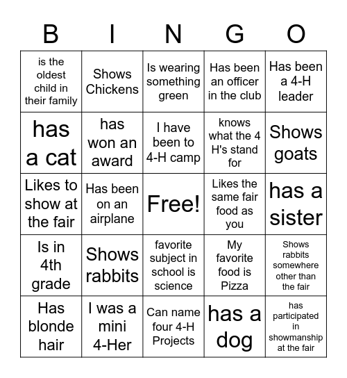 Feathered Friends and Hare Raisers Bingo Card