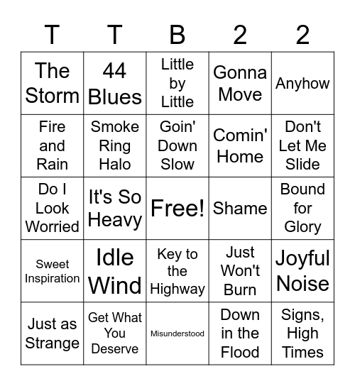 TTB - Capitol Theater - March 2022 Bingo Card