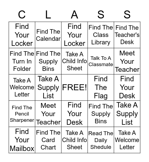 Welcome to Miss Ells' Class Bingo Card