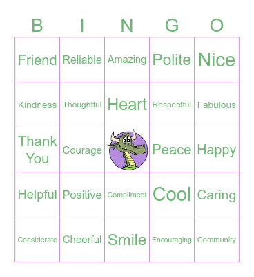 Kind Word Bingo Card