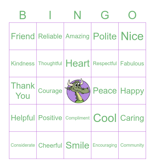 Kind Word Bingo Card