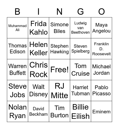 Different Abilities Bingo Card
