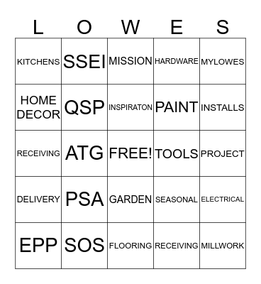 LOWE'S BINGO  Bingo Card