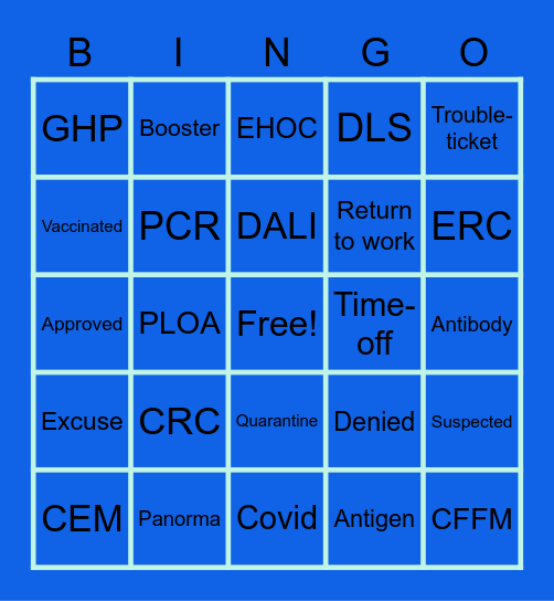 CRC bingo Card