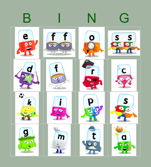 Alphablocks Phase 2 Bingo Card