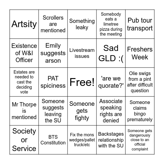 AGM Bingo Card