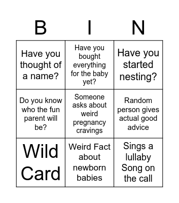 Example Bingo Card Bingo Card