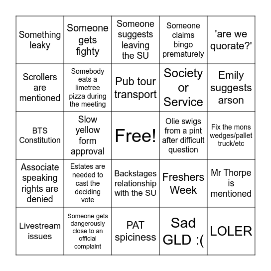 AGM Bingo Card