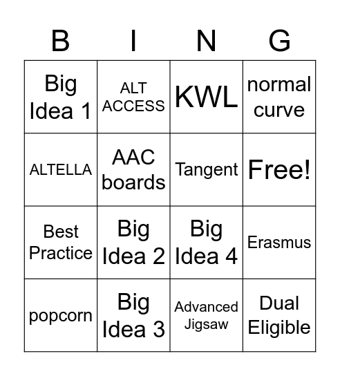BuzzWord Bingo Card