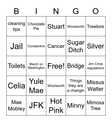 The Help Bingo Card