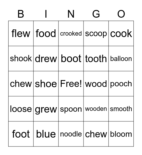 4.19 Spelling Bingo Card
