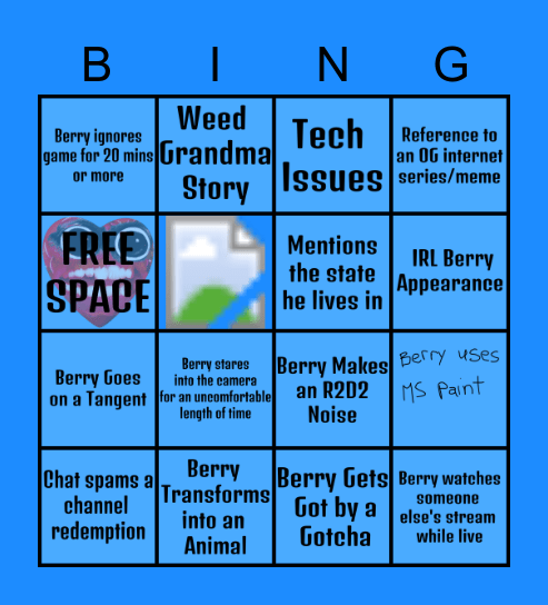 Berry Bebop Bingo Card
