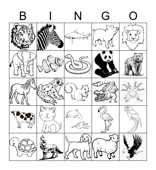 Les Animaux Bingo Card