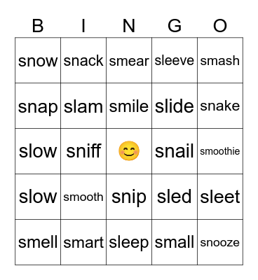 Cluster Reduction Bingo Card