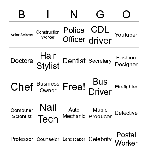 Career Bingo Card