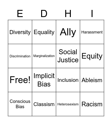 Vocabulary Bingo Card