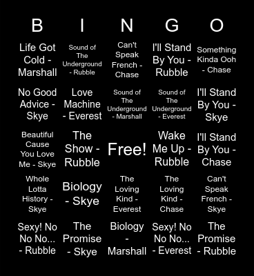 October 2020 - Pretend Bingo Card