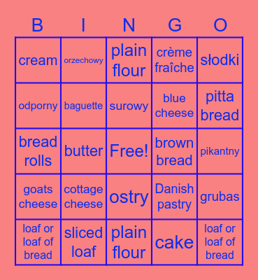 Jedzonko i inne Bingo Card