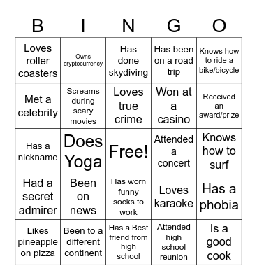 Team Building Bingo Card
