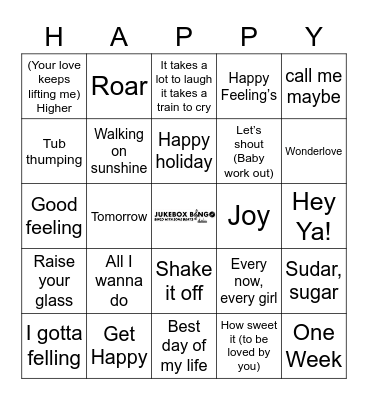 Happy MUSIC Bingo Card