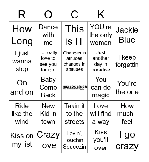 ROCK Bingo Card