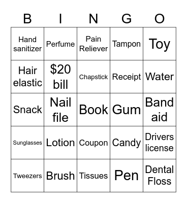 What's in Your Purse? Bingo Card