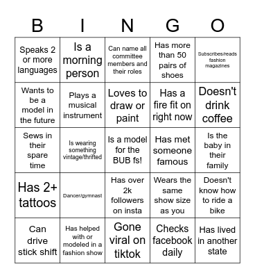 Find Someone Who... Bingo Card