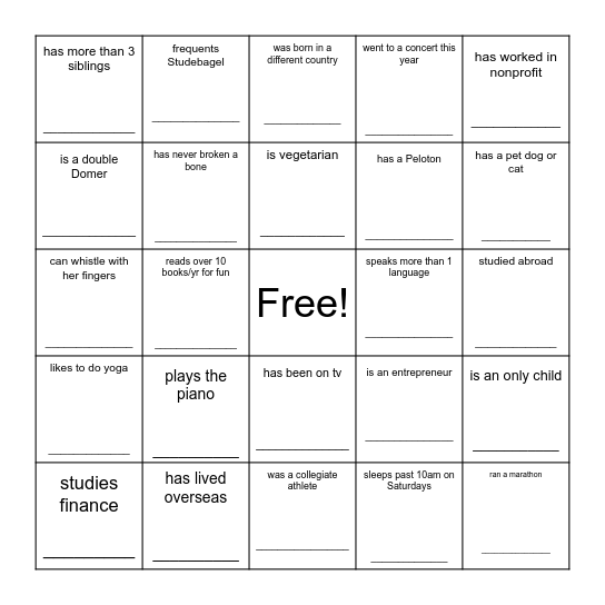 Find someone who... Bingo Card