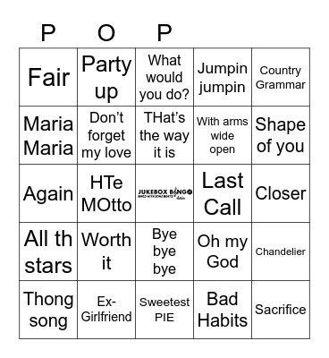 POP MUSIK Bingo Card