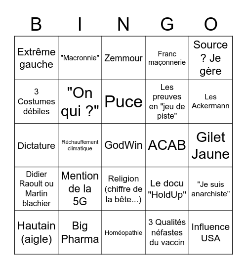 Bingo du Complot Bingo Card